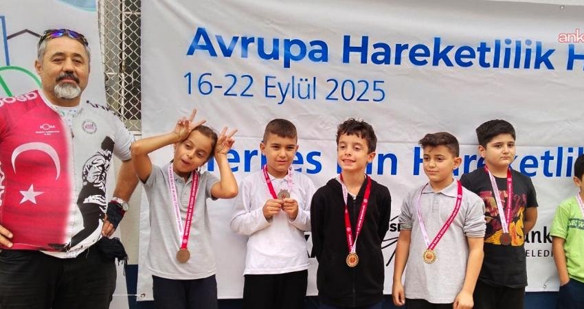 Çankayalı çocuklar, Avrupa Hareketlilik Haftası kapsamında düzenlenen bisiklet yarışı ile