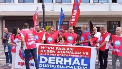 Eğitim-İş Edirne Şubesi üyeleri, öğretmenlere yapılan norm dışı atamalara tepki