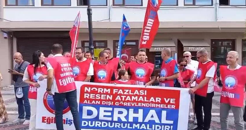 Eğitim-İş Edirne Şubesi üyeleri, öğretmenlere yapılan norm dışı atamalara tepki