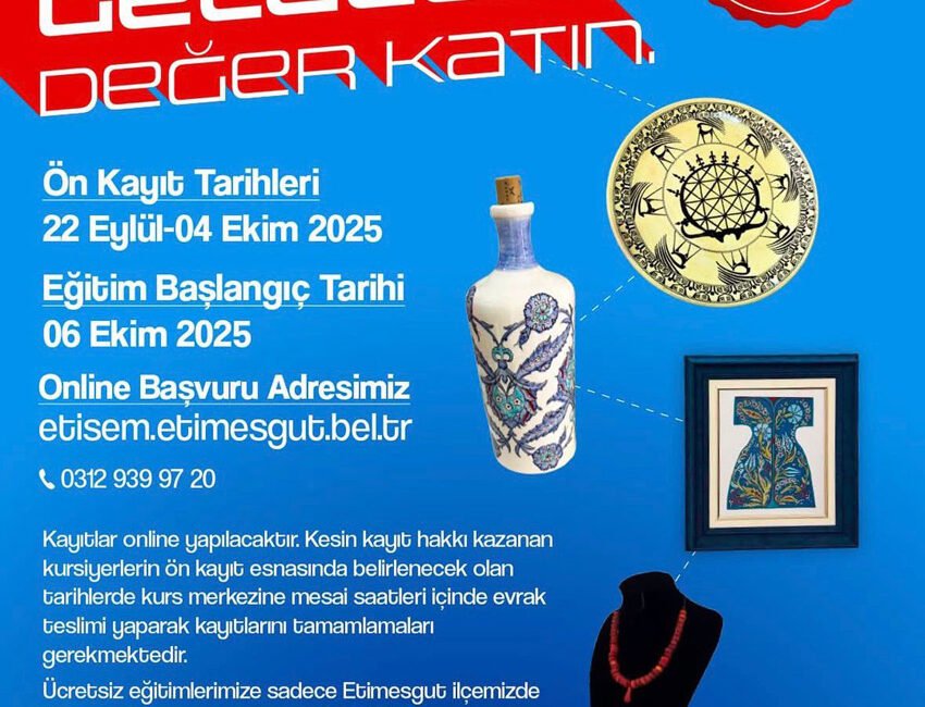 Etimesgutlu vatandaşlara ücretsiz eğitim fırsatı! Ön kayıtlar 22 Eylül’de başlıyor Etimesgut Belediyesi Sürekli Eğitim ve Uygulama Merkezi (etiSEM), yeni dönem
