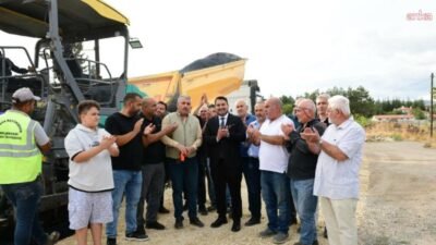 Kahramankazan Belediye Başkanı Selim Çırpanoğlu, Fatih Mahallesi’nde başlatılan sıcak asfalt