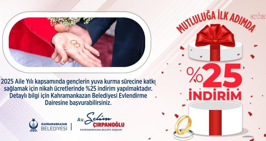 Kahramankazan Belediyesi, evlilik hazırlığı yapan genç çiftlere destek olmak amacıyla