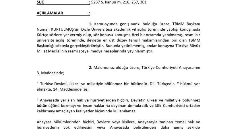 Atatürkçü Düşünce Derneği (ADD), TBMM Başkanı Numan Kurtulmuş'un Dicle Üniversitesi'nin