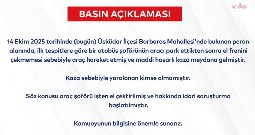 İstanbul Elektrik Tramvay ve Tünel İşletmeleri (İETT), bugün Üsküdar’da yaşanan