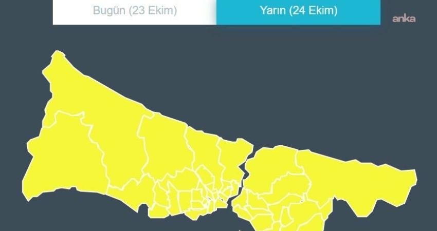 İstanbul Valiliği, Meteoroloji Genel Müdürlüğü'nün verilerine göre yarın öğle saatlerinden itibaren İstanbul'da