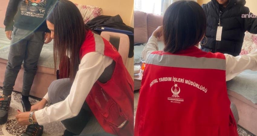 Kahramankazan Belediyesi Sosyal Yardım İşleri Müdürlüğü ekipleri, çocuklara mont ve
