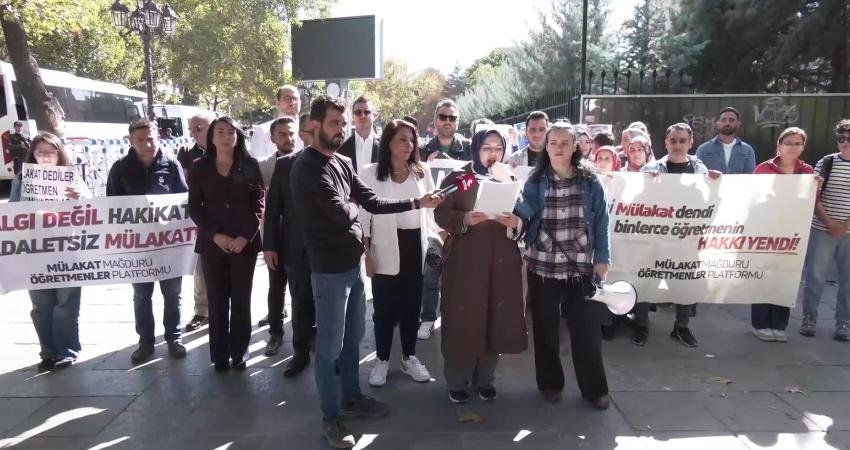 Mülakat mağduru öğretmenler, Milli Eğitim Bakanlığı (MEB) önünde basın açıklaması