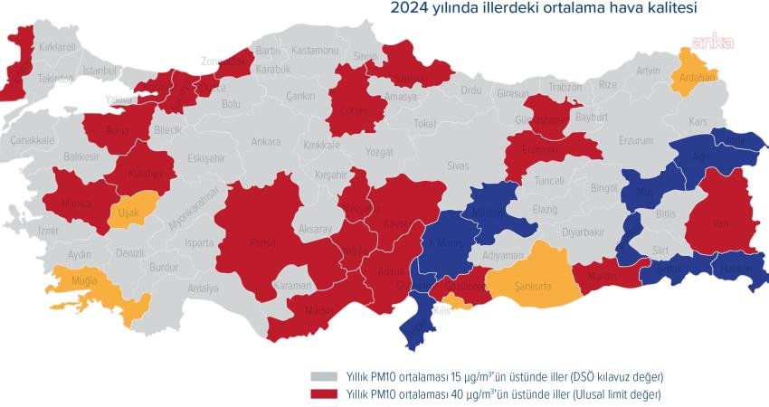 Temiz Hava Hakkı Platformu’nun (THHP) hazırladığı Kara Rapor 2025'te, Türkiye’nin