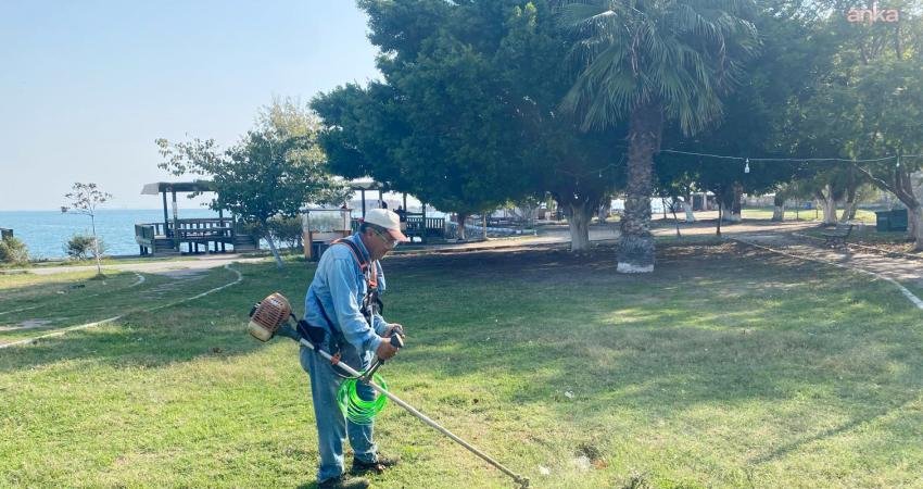 Yumurtalık Belediyesi Park ve Bahçeler Müdürlüğü ekipleri, yeşil alanlarda bakım
