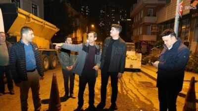 Ataşehir Belediye Başkanı Onursal Adıgüzel, Kayışdağı Mahallesi’nde devam eden asfalt