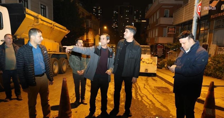 Ataşehir Belediye Başkanı Onursal Adıgüzel, Kayışdağı Mahallesi’nde devam eden asfalt