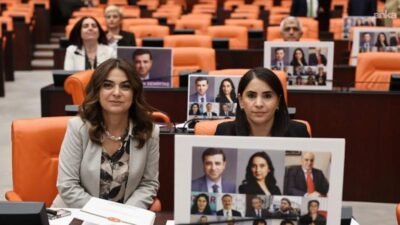 DEM Parti Grup Başkanvekilleri Gülistan Kılıç Koçyiğit ve Sezai Temelli, 2016 yılında