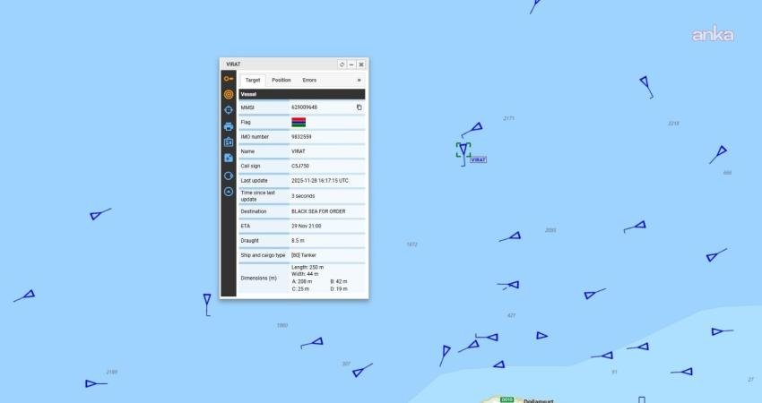 Denizcilik Genel Müdürlüğü, "VIRAT isimli tanker, Karadeniz’de takribi 35 deniz