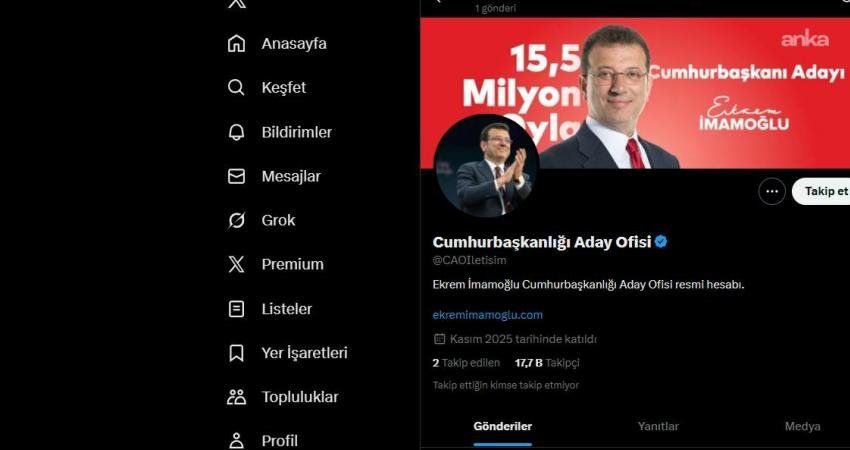 CHP’nin tutuklu Cumhurbaşkanı adayı Ekrem İmamoğlu’nun, Cumhurbaşkanlığı Aday Ofisi hesabına
