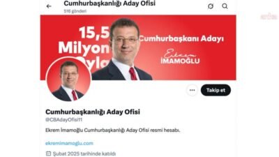 Ekrem İmamoğlu'nun Cumhurbaşkanlığı Aday Ofisi’nin X hesabının (CBAdayOfisi) dün engellenmesinin