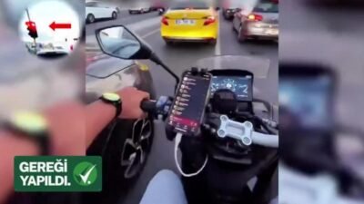 İçişleri Bakanı Ali Yerlikaya, kırmızı ışıkta durmayan, motosikletiyle akrobatik hareketler yapan, trafik