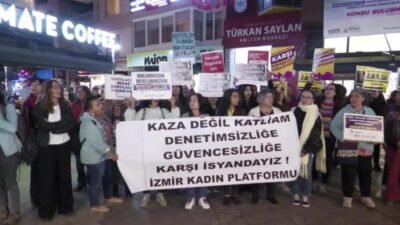 İzmir Kadın Platformu üyeleri, Kocaeli Dilovası’nda 6 kişinin hayatını kaybettiği