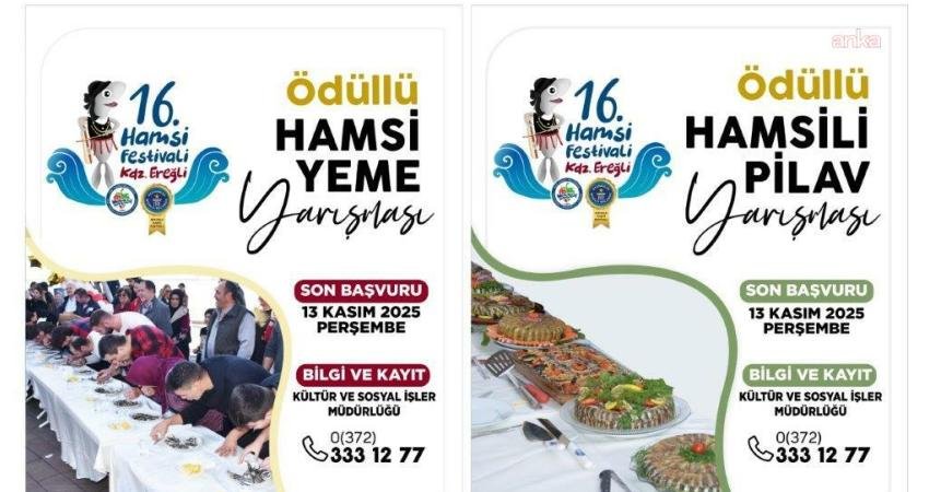 Karadeniz Ereğli Belediyesi’nin 16. Hamsi Festivali’nde 10 ton hamsi dağıtılacak Karadeniz Ereğli Belediyesi’nin 16 Kasım Pazar günü Amfi Tiyatro Alanı’nda