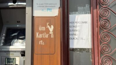 Mardin’in tarihi Artuklu ilçesinde, Birinci Cadde üzerinde bulunan PTT şubesinin