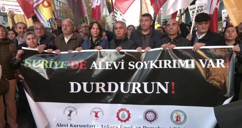 Suriye’deki Alevilere yönelik saldırılar protesto edildi: AKP, MHP hükümetine çağrıda bulunuyoruz, Ahmet Şara hükümetine olan desteğinizi derhal sonlandırın Alevi dernekleri ve Ankara Emek ve Demokrasi Güçleri, Suriye’deki Alevi