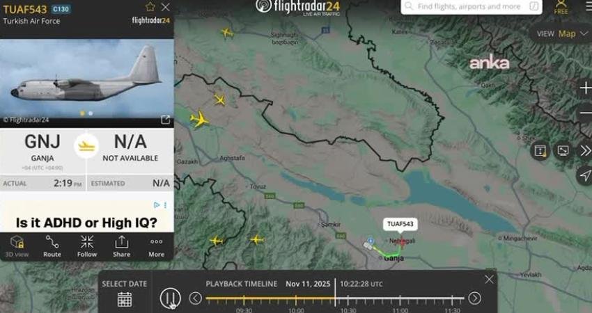 İsveç merkezli uçuş izleme platformu Flightradar24, "Türk Hava Kuvvetleri’ne ait