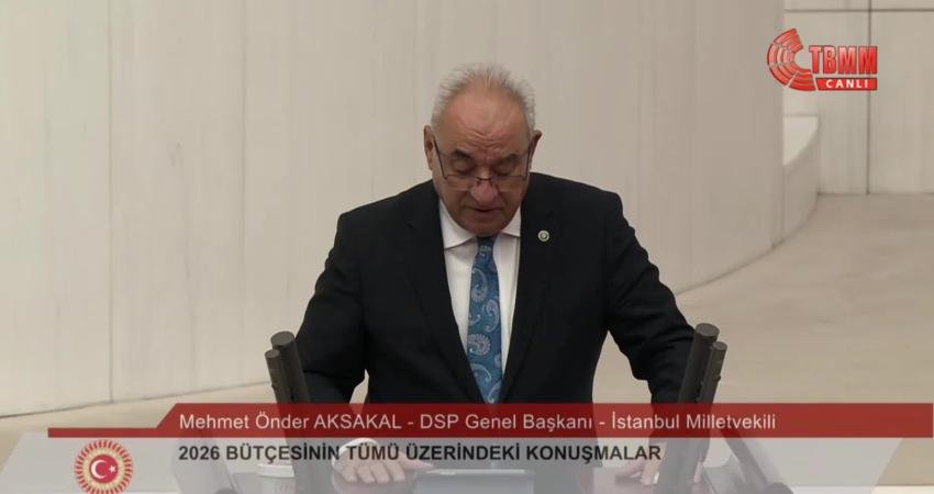 2026 Bütçesi TBMM Genel Kurulu’nda… Önder Aksakal: Bütçe harcamalarında faiz giderlerinin yüksek olmasının nedeni bütçe açıkları ve açıkları kapatmak için borçlanmaya ödenen yüksek faizlerdir Demokratik Sol Parti (DSP) Genel Başkanı Önder Aksakal, bütçe harcamaları