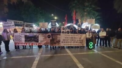 Adana'da depremde yakınlarını kaybedenler, 11. Yargı Paketi'ne tepki gösterdi. Depremde