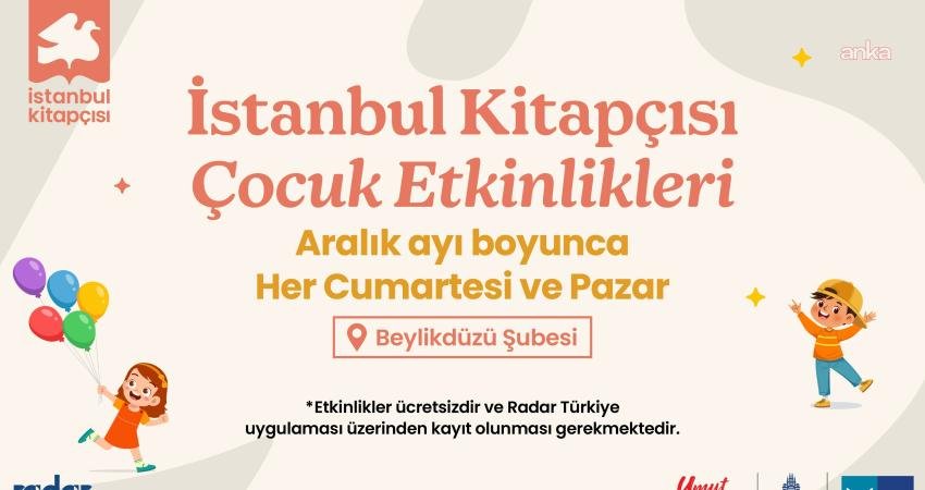 Birbirinden renkli çocuk etkinlikleri, İstanbul Kitapçısı Beylikdüzü Şubesi’nde minikleri bekliyor İstanbul Büyükşehir Belediyesi (İBB) Kültür AŞ, aralık ayında İstanbul Kitapçısı