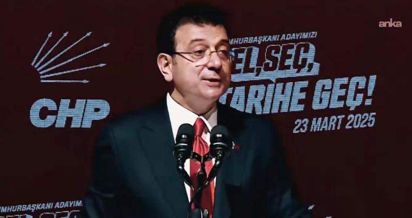 İmamoğlu: “CHP halktır, halkı durduramazsın ve engelleyemezsin” CHP'nin tutuklu Cumhurbaşkanı adayı Ekrem İmamoğlu, Cumhurbaşkanlığı Aday Ofisi üzerinden "Cumhuriyet