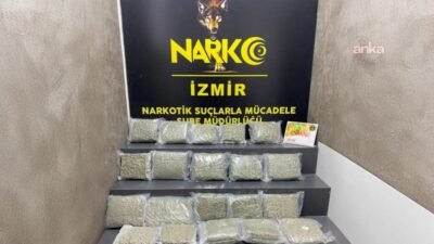 Kemalpaşa’da durdurulan bir araçta 21 kilo 200 gram skank ele