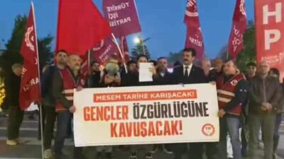 Türkiye İşçi Partisi (TİP) Samsun örgütü, MESEM'i protesto eden TİP’li