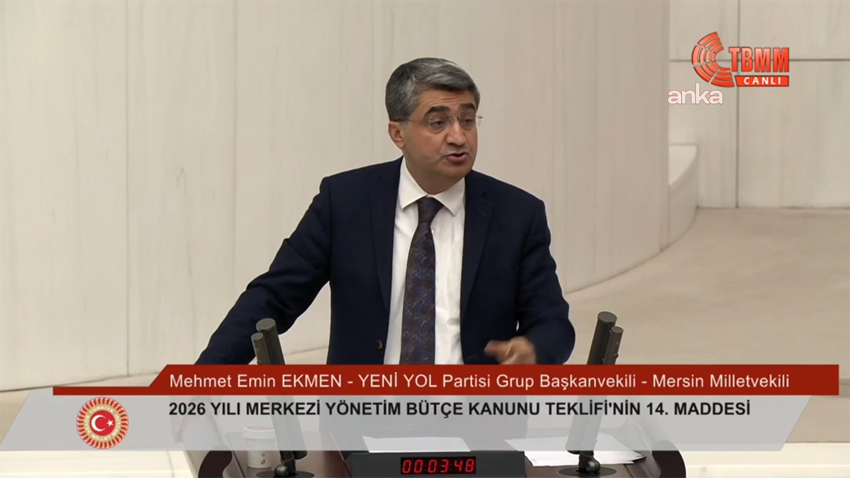 Mehmet Emin Ekmen: Geçmiş yılların kayıpları telafi edilmeden yapılacak her artış, asgari ücretliyi sistematik bir biçimde yoksullaştırmakta Yeni Yol Grup Başkanvekili Mehmet Emin Ekmen, TBMM Genel Kurulu'nda,