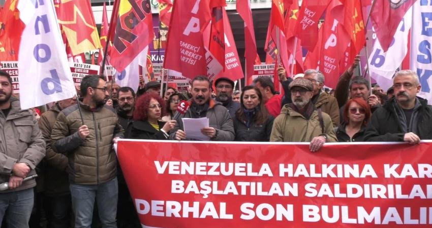 Bazı sendikalar ve emek örgütleri tarafından ABD’nin Venezuela’ya yönelik saldırılarına karşı
