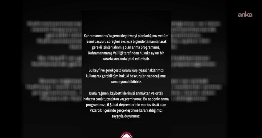 Adalet Peşinde Aileleri Platformu, Kahramanmaraş'ta 6 Şubat depremlerinin yıl dönümünde