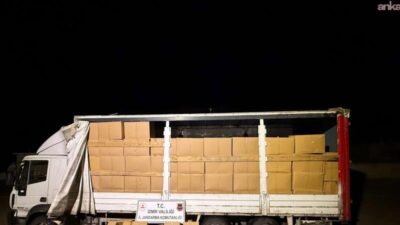 İzmir İl Jandarma Komutanlığı ekiplerince Bergama’da bir kamyonda yapılan aramada