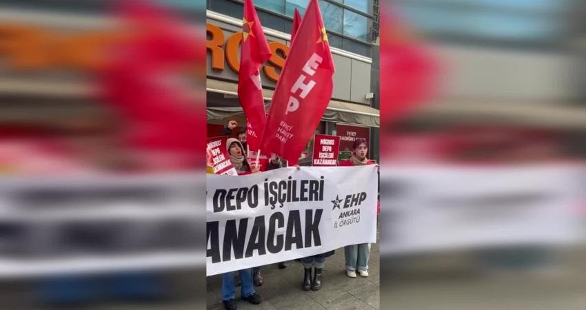 EHP’den Migros işçileri için eylem Emekçi Hareket Partisi (EHP), İstanbul, İzmir ve Ankara’da Migros önlerinde