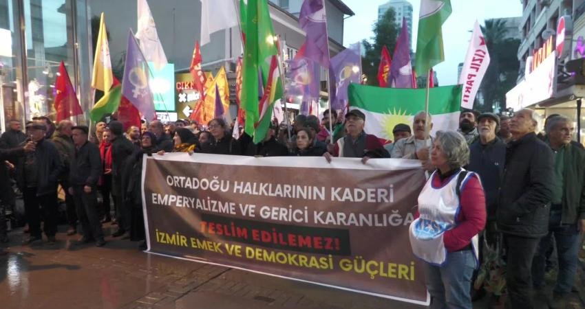 Alsancak’ta bir araya gelen İzmir Emek ve Demokrasi Güçleri, Suriye’deki
