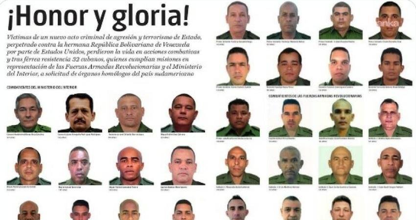 Küba, ABD’nin Maduro’yu kaçırdığı saldırıda ölen 32 Kübalı askerin isimlerini açıkladı Küba hükümeti, ABD’nin Venezuela Devlet Başkanı Nicolás Maduro’yu kaçırmaya yönelik