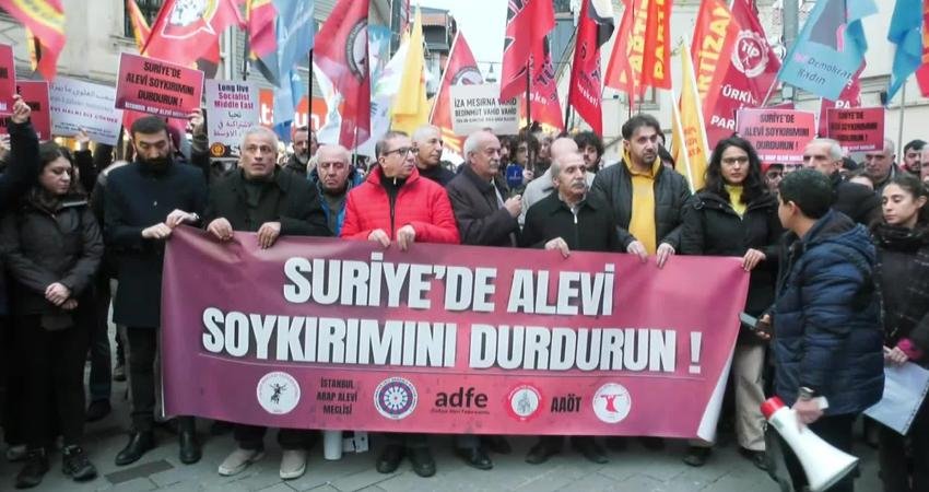 Suriye'de Alevi halkına yönelik saldırılar Kadıköy'de düzenlenen basın açıklamasıyla protesto