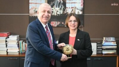 Zafer Partisi Genel Başkanı Ümit Özdağ, Maltepe Belediye Başkanı Esin Köymen'i makamında