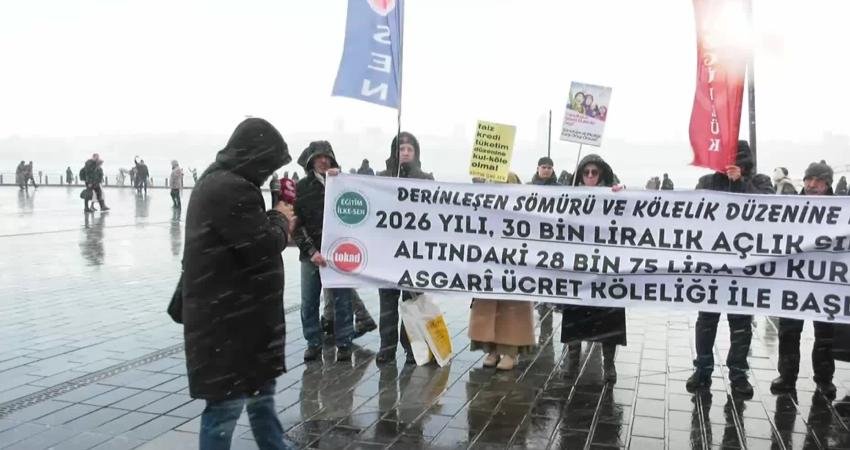 İstanbul’da Sağlık İlke-Sen ve Eğitim İlke-Sen üyeleri, 2026 asgari ücretinin