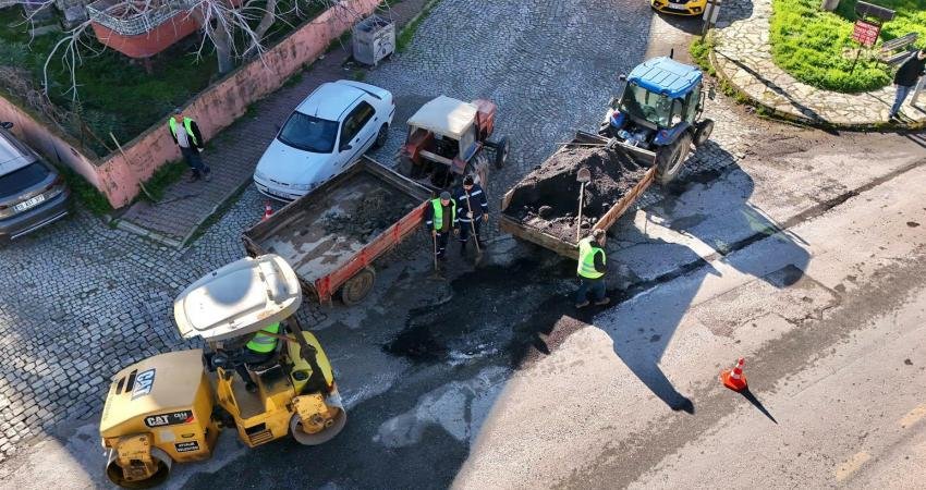 Ayvalık Belediyesi Fen İşleri Müdürlüğü ekipleri, 150 Evler Mahallesi’nde gerçekleştirilen