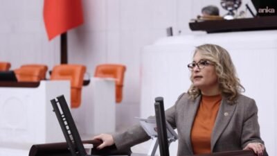 CHP İstanbul Milletvekili Sibel Yanıkömeroğlu, yeni Antalya–Konya kara yolunun Eynif Ovası geçişinde,