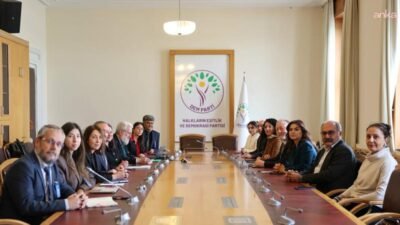 DEM Parti Grubu, Avrupa Demokrasi ve Dünya İnsan Hakları için Avukatlar Derneği heyetini ağırladı Avrupa Demokrasi ve Dünya İnsan Hakları için Avukatlar Derneği (ELDH)