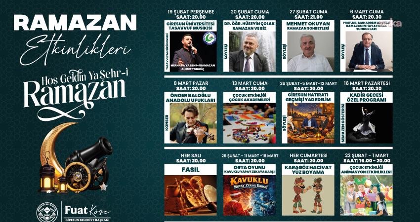 Giresun Belediyesi, Ramazan ayına özel hazırladığı programda konser, tasavvuf musikisi dinletileri ve