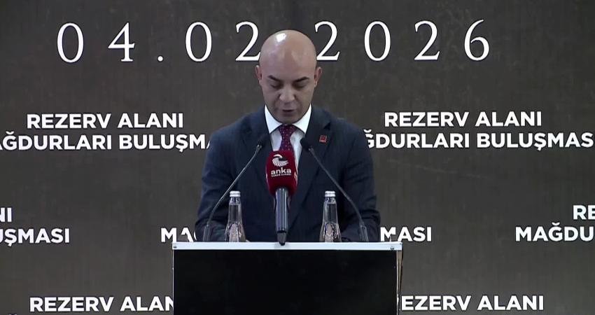 Hatay'da düzenlenen "Rezerv Alanı Mağdurları Buluşması"nda konuşan rezerv mağduru Sabit