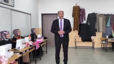 Iğdır’da Şehit Piyade Er Erdem Yüce İlkokulu bünyesinde açılan dikiş