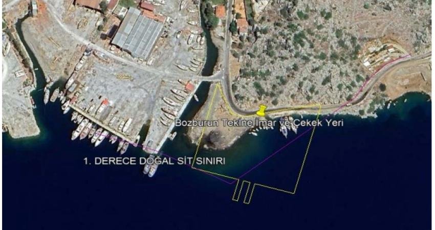 Marmaris'in Bozburun Mahallesi'nde bir bölümü 1. derece doğal sit alanında