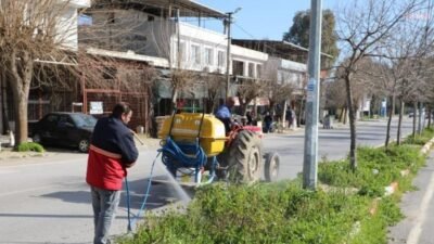 Menderes Belediyesi, ilçede her yıl düzenli olarak gerçekleştirilen ot ilaçlama