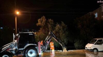 Milas Belediyesi, yağış ve fırtına boyunca su baskınlarını ve ulaşımda
